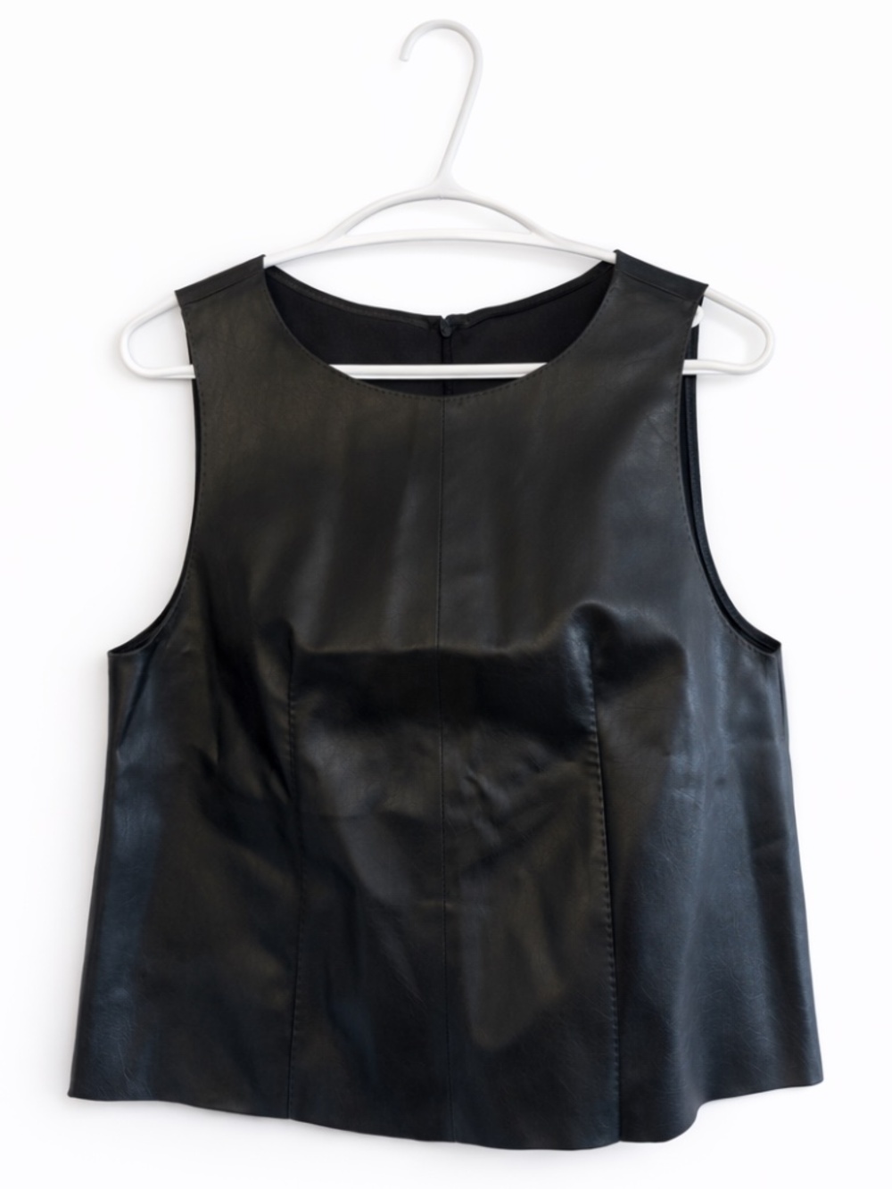 H&M Black Faux Leather Sleeveless high neck structured sleeveless top